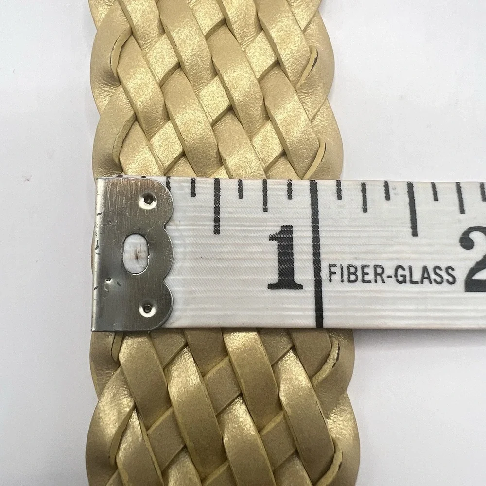 Michael Kors Braided Woven Leather Belt Medium Gold